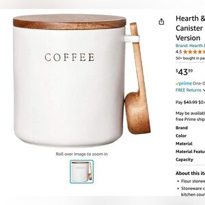 NWOT Hearth & Hand coffee canister with spoon (DISCONTINUED)